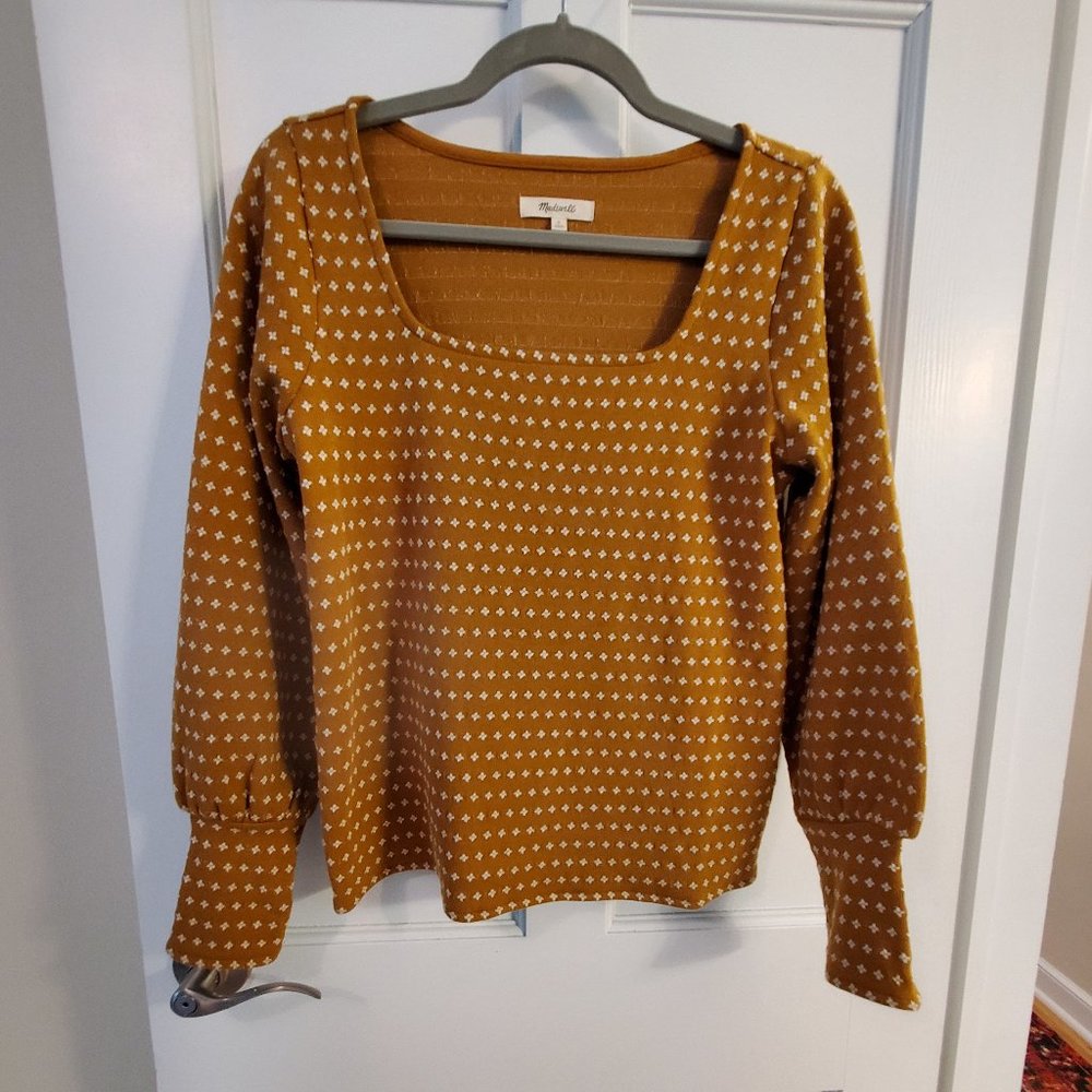 Floral Jacquard Square-Neck Top Size Small